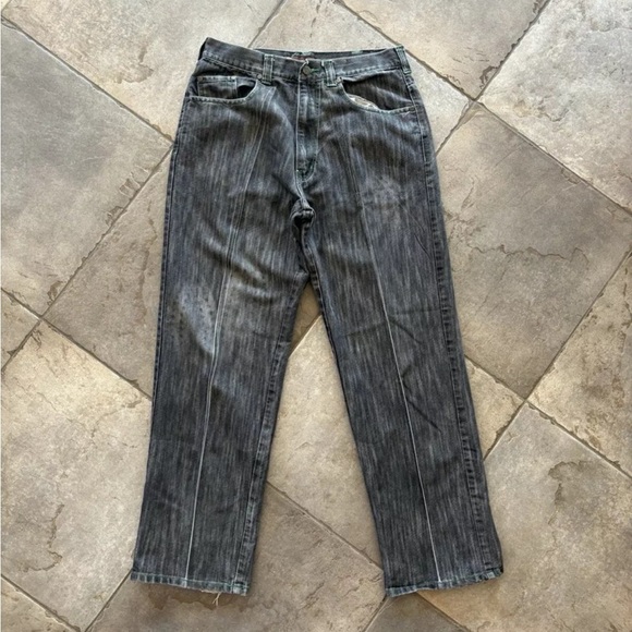 Y2K Risk Denim Baggy Skater Jeans Mens 34x34 (Fits 33x31) Black Grunge Hip-Hop - Picture 2 of 6